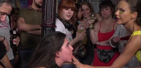 Brunette fucking in public crowded bar